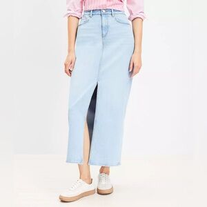 Loft Denim Maxi Skirt Light Wash